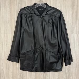 Bally Leather Jacket Women's 8 Made In Italy Vintage Boxy Retro Oversized Coat